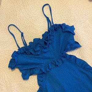 SHEIN blue ruffle midi dress